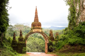 Fotobehang Temple in the jungle thailand © murrrrrs