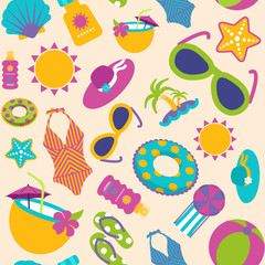 Obraz premium Summer vector seamless pattern