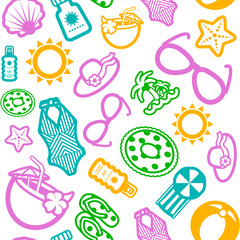 Fototapeta premium Summer vector seamless pattern