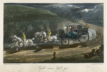 Plakaty  Carriage by Moonlight. Date: 1820s