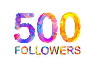 5000 (five hundreds) followers. Triangular colorful inscription