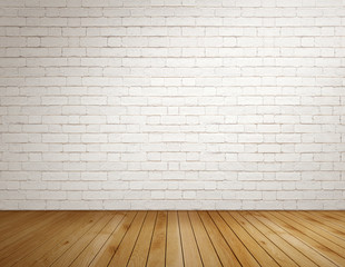 Brick room with wooden floor