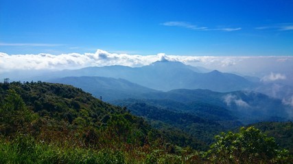 Beautiful mountains landscape and sky with clouds for background.