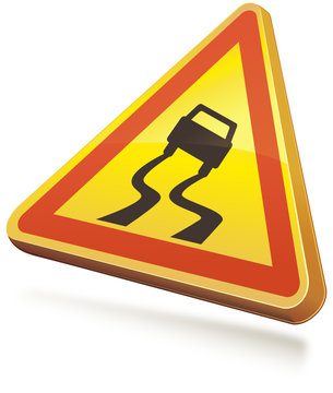 Panneau de danger temporaire chauss&eacute;e glissante (3D)