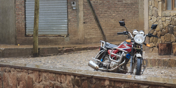 Motorbike parked in the old town