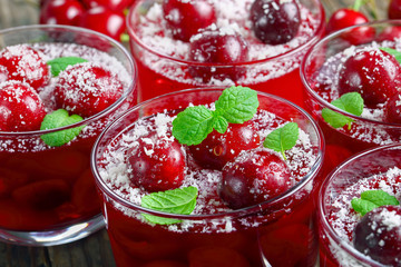 dessert of sweet ripe cherry jelly