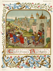 Naklejka premium Queen Isabella Flees. Date: 1325