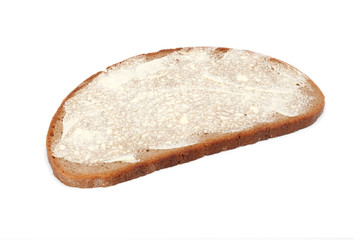 Whole wheat German Bread Slices with different toppings, like butter, jam and cheese, isolated on white Background - Cut Out