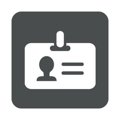Icono plano tarjeta de identificacion en cuadrado gris