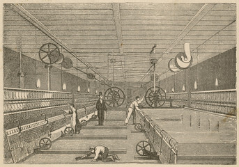 Cotton - Mule-Spinning. Date: 1844