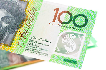 Close up of 100 Australian dollar banknote