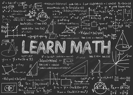 Learn Math Chalkboard with math isolated  elements vector