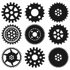 Gears in engagement. Engineering drawing abstract industrial background with a cogwheels.