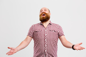 Laughing man with ginger beard
