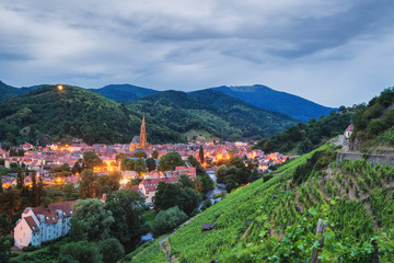 Fototapeta na wymiar View of the beautiful city of Thann in France - Alsace