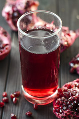 Pomegranate juice in a glass