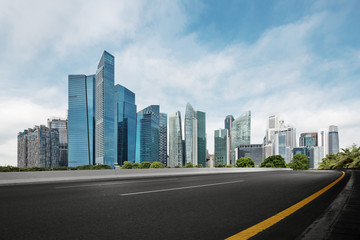 empty road with modern buildings