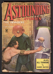 Alien abduction on cover of Astounding Stories. Date: 1935