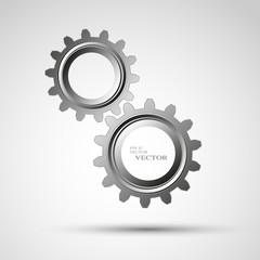 Gears in engagement. Engineering drawing abstract industrial background with a cogwheels.