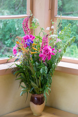 Beautiful bouquet of colorful flowers; Midsummer in Latvia - celebration of Ligo in june
