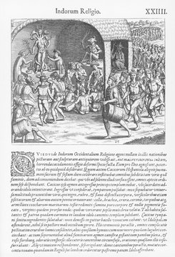 Natives of Haiti worship Cacodaemon. Date: circa 1550