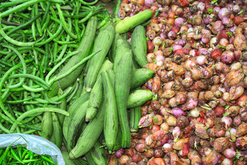 Fresh vegetables on morning market, Myanmar (Burma)