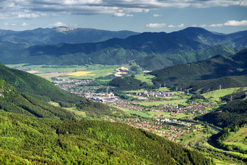 Fototapeta na wymiar Town Ruzomberok from hill Hrdos, Slovakia