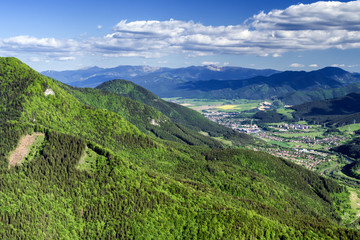 Town Ruzomberok from hill Hrdos, Slovakia