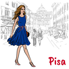 Fototapeta na wymiar woman in Pisa