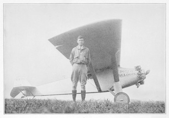 Lindbergh and Plane. Date: 1902 - 1974