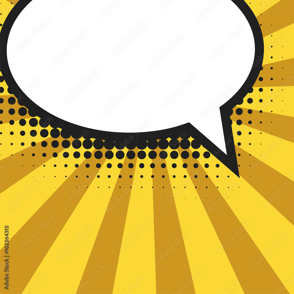 Fototapete Blank comic balloon template. Clear comics colorful speech bubbles halftone dot background style pop art. Text dialog empty cloud creative idea conversation pattern sketch explosion.