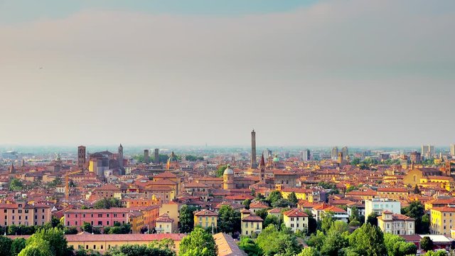 Panorama of cityscape of Bologna, ancient medieval city in Italy