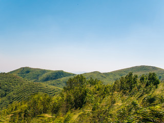 Fototapeta na wymiar panorama view of step mountains landscape