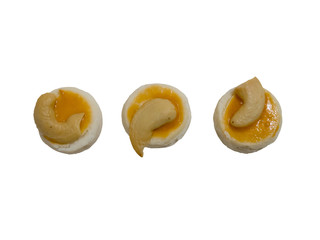 top view of thai dessert,cookie Singapore isolated on white background