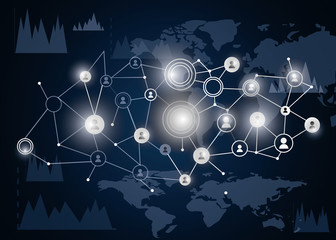 Social network concept . Mixed media