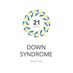 Illustration of World Down Syndrome Day on white background.