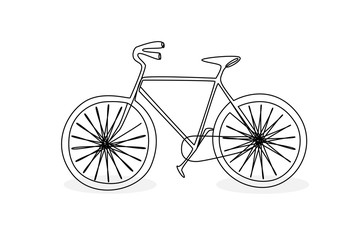 Fototapeta na wymiar Continuous line drawing of a bicycle doodle style