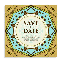Vector luxury wedding invitation with mandala