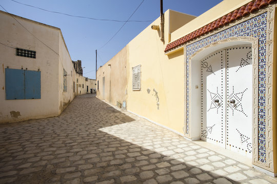 alone street in Tunisia in summer day