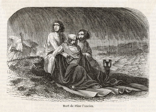 Roman Scientist and Scholar Plinius Secundus Dying. Date: 1855