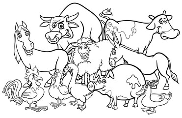 cartoon farm animals coloring book