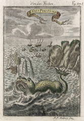 Whaling on the Grand Banks off  Newfoundland    . Date: 1719