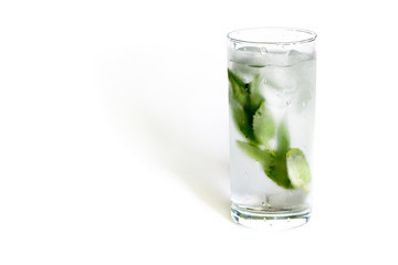Glass of cold water with fresh mint leaves