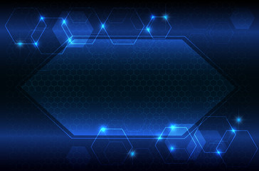 light blue hexagonal in dark background, vector illustration