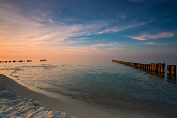 Sunset on the beach on the Baltic Sea