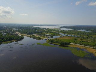 Riga lake Aerial drone top view Latvia