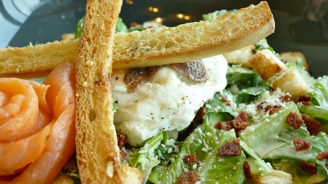 Caesar salad with soft boiled egg
