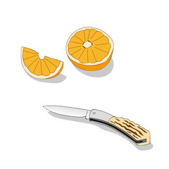 ナイフと果物