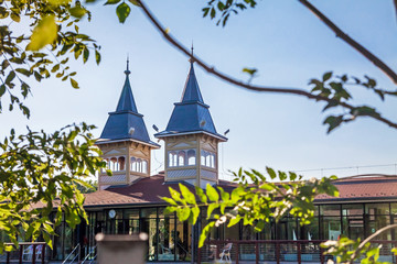 The central health complex on the lake in the town of Heviz, Hungary