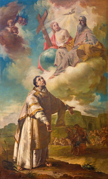 BERGAMO, ITALY - MARCH 16, 2017: The painting of The Martyrium (lapidation or stoning) of st. Stephen in church Chiesa dei SS. Bartolomeo e Stefano by Francesco Coppella (1714 - 1784).